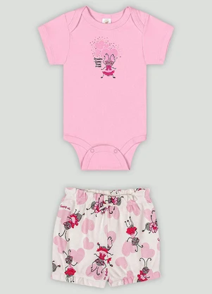 Conjunto Bebê com Body e Short Up Baby Rosa - UP BABY