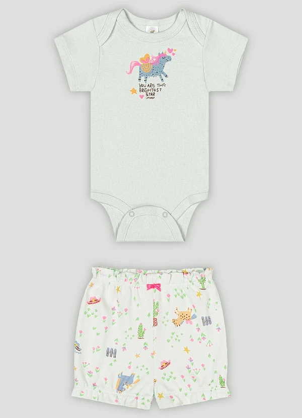 Up Baby - Conjunto Bebê com Body e Short Up Baby Verde