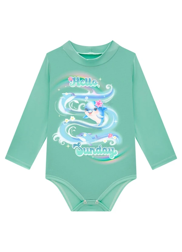 Marlan - Conjunto Bebê Maiô e Chapéu Uv Cute Ocean Verde