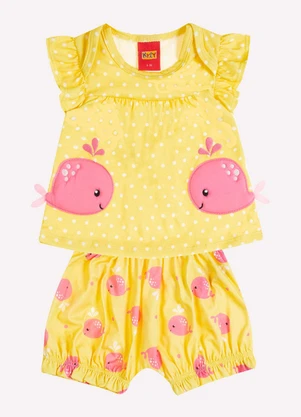 Kyly - Conjunto Bebê Menina Baleias Amarelo - KYLY