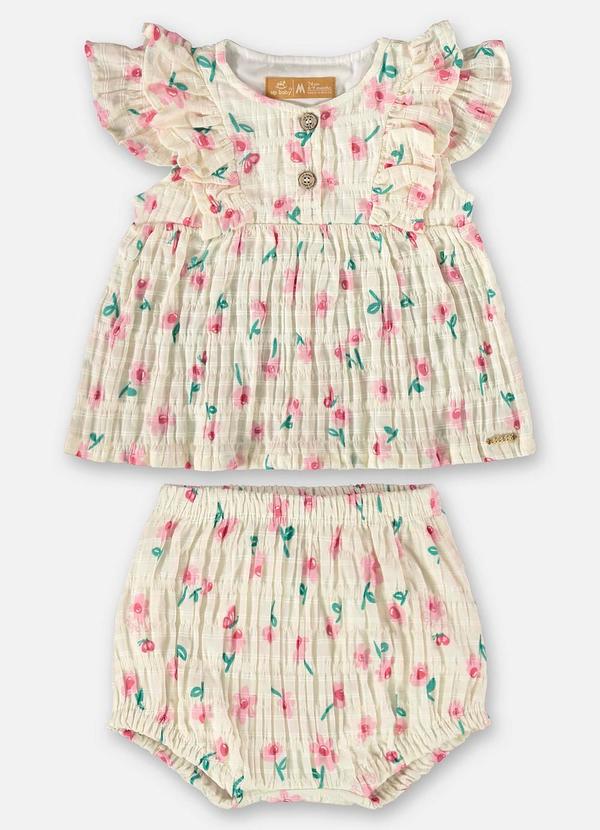 Up Baby - Conjunto Bebê Menina Bata e Calcinha Bege
