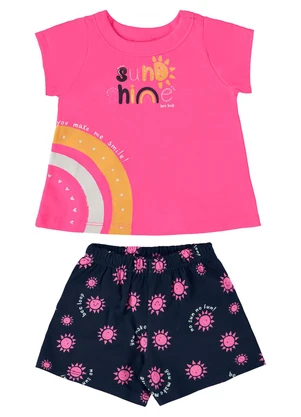 Bee Loop - Conjunto Bebê Menina Blusa e Short Rosa - BEE LOOP