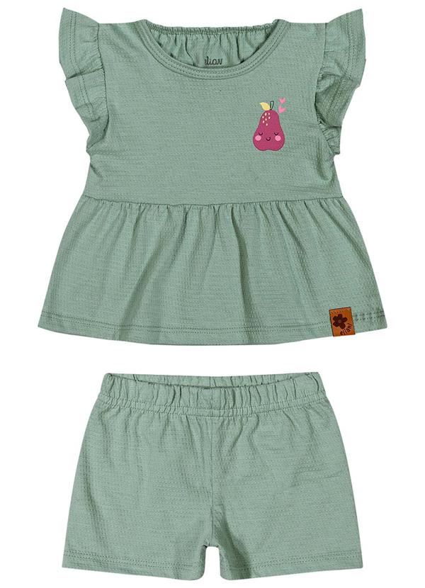 Elian - Conjunto Bebê Menina Blusa e Short Verde