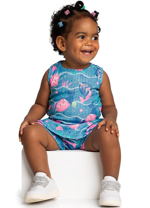 Marlan - Conjunto Bebê Menina Blusa e Shorts Seaside Azul 1