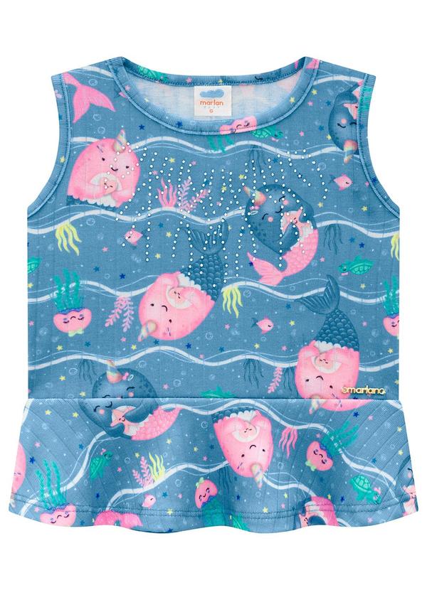 Marlan - Conjunto Bebê Menina Blusa e Shorts Seaside Azul 3