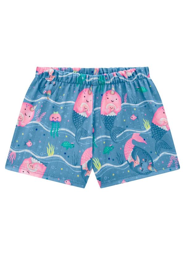 Marlan - Conjunto Bebê Menina Blusa e Shorts Seaside Azul 4