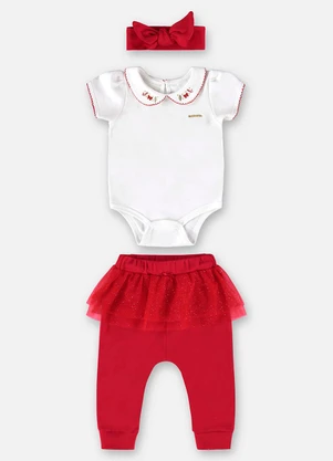 Up Baby - Conjunto Bebê Menina Body e Calça Branco - UP BABY