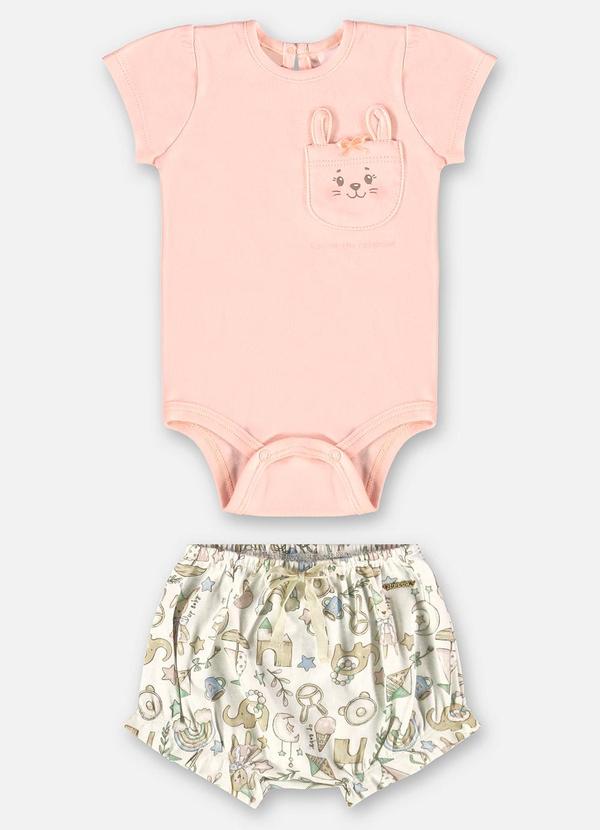 Up Baby - Conjunto Bebê Menina Body e Short Rosa