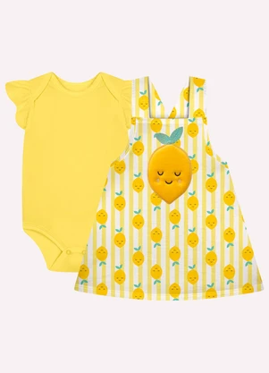 Kyly - Conjunto Bebê Menina Bordado Amarelo - KYLY