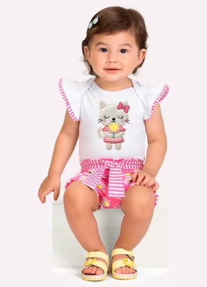 Kyly - Conjunto Bebê Menina Bordado Branco - KYLY