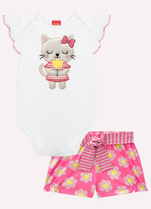 Kyly - Conjunto Bebê Menina Bordado Branco - KYLY