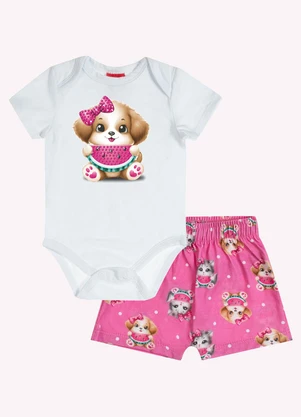 Kyly - Conjunto Bebê Menina Cachorrinho Branco - KYLY