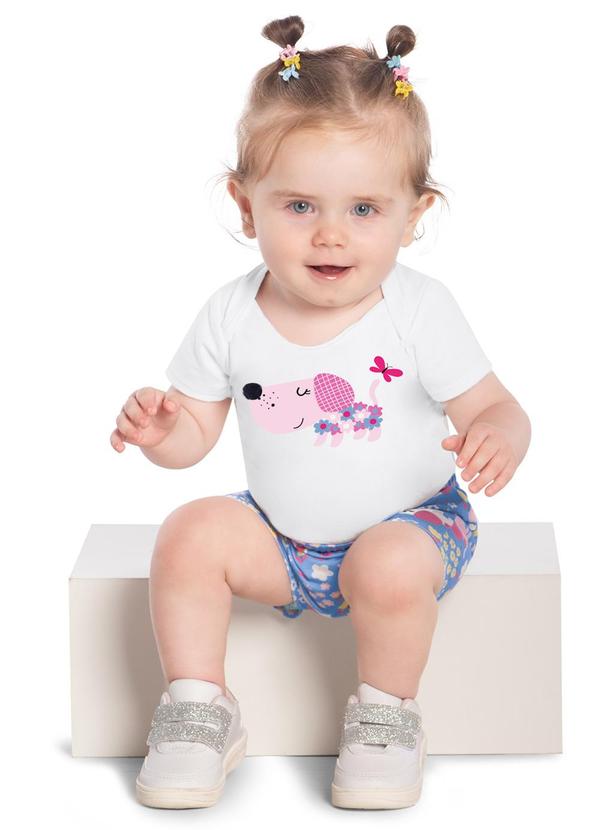 Kyly - Conjunto Bebê Menina Cachorrinhos Branco