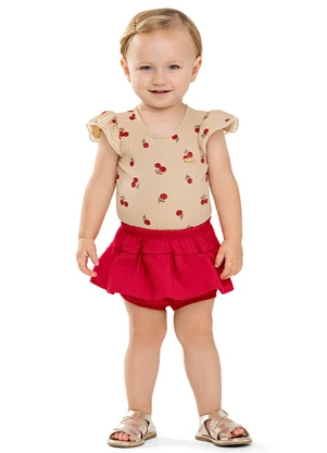 Colorittá - Conjunto Bebê Menina Cereja com Calcinha Marrom - COLORITTÁ