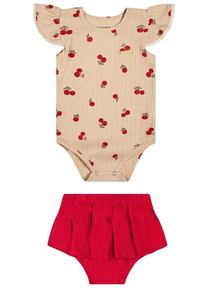 Colorittá - Conjunto Bebê Menina Cereja com Calcinha Marrom - COLORITTÁ