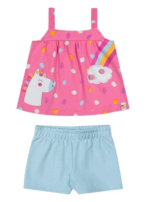 Elian - Conjunto Bebê Menina com Pompom Rosa - ELIAN