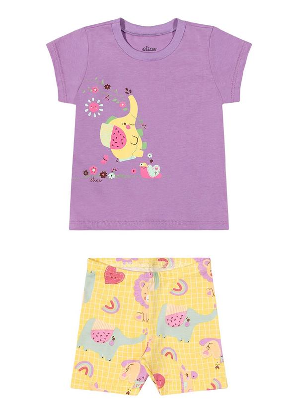 Elian - Conjunto Bebê Menina Elefante Elian Roxo