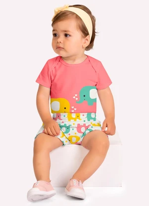 Kyly - Conjunto Bebê Menina Elefantes Rosa - KYLY