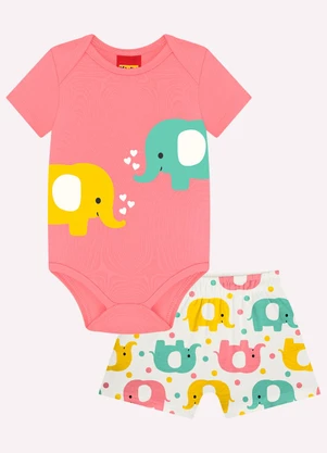 Kyly - Conjunto Bebê Menina Elefantes Rosa - KYLY