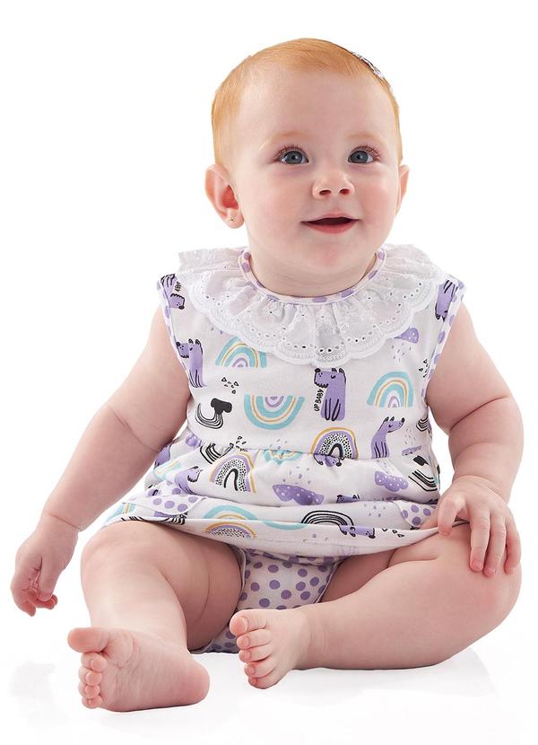 Up Baby - Conjunto Bebê Menina em Suedine Branco