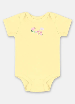 Up Baby - Conjunto Bebê Menina em Suedine Amarelo - UP BABY