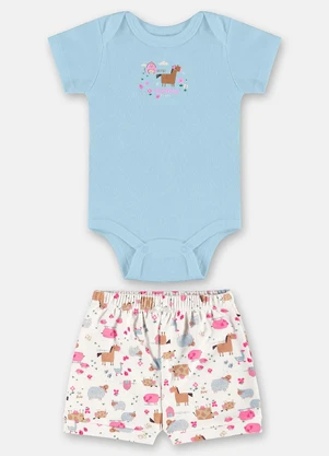 Up Baby - Conjunto Bebê Menina em Suedine Azul - UP BABY