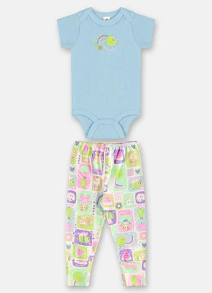 Up Baby - Conjunto Bebê Menina em Suedine Azul - UP BABY