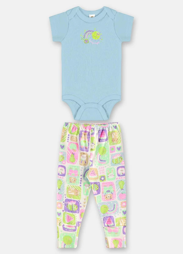 Up Baby - Conjunto Bebê Menina em Suedine Azul 1