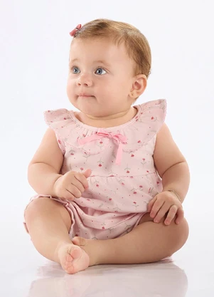 Up Baby - Conjunto Bebê Menina em Suedine Rosa - UP BABY