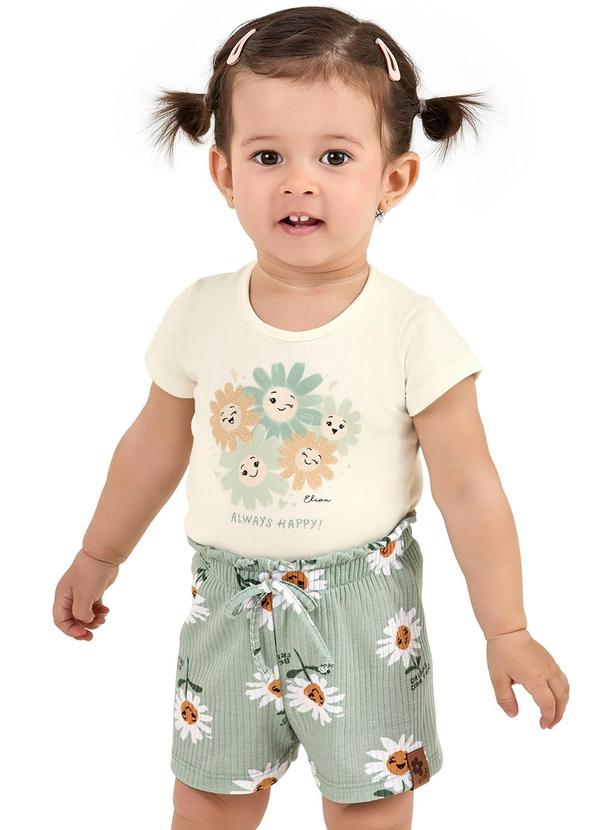 Elian - Conjunto Bebê Menina Flores Bege