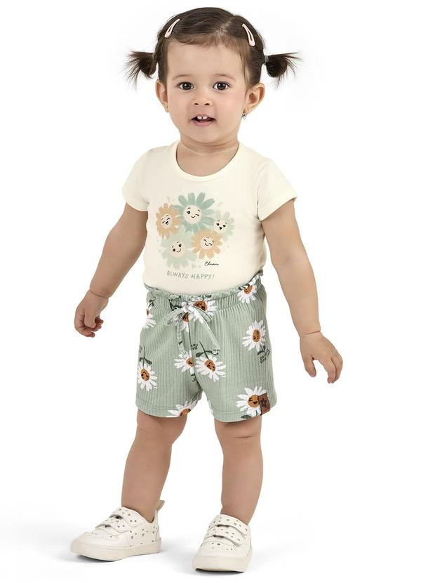 Elian - Conjunto Bebê Menina Flores Bege 2