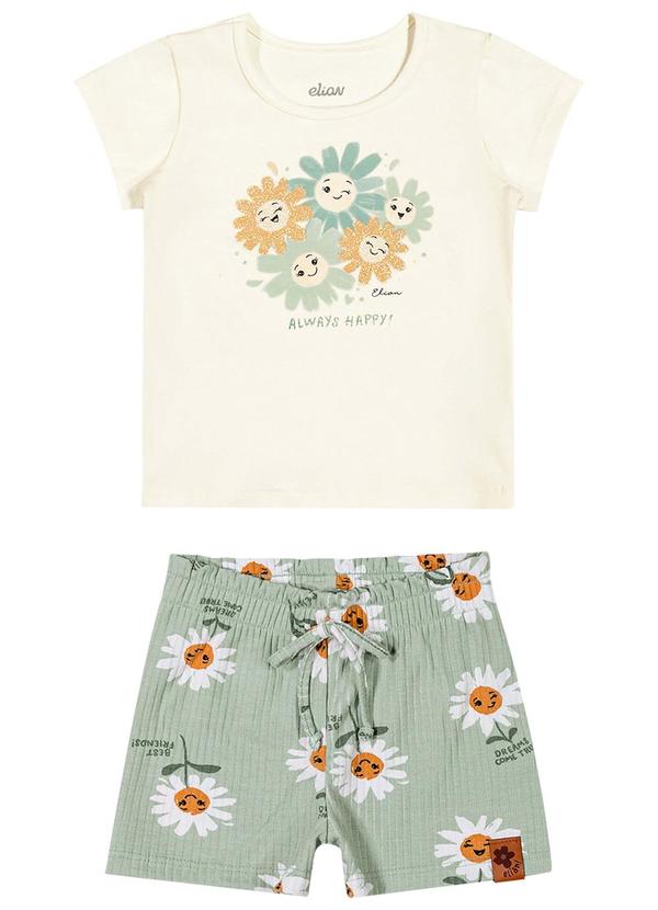 Elian - Conjunto Bebê Menina Flores Bege 3