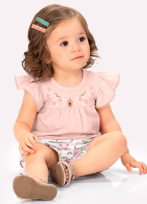 Milon - Conjunto Bebê Menina Flores Rosa 4