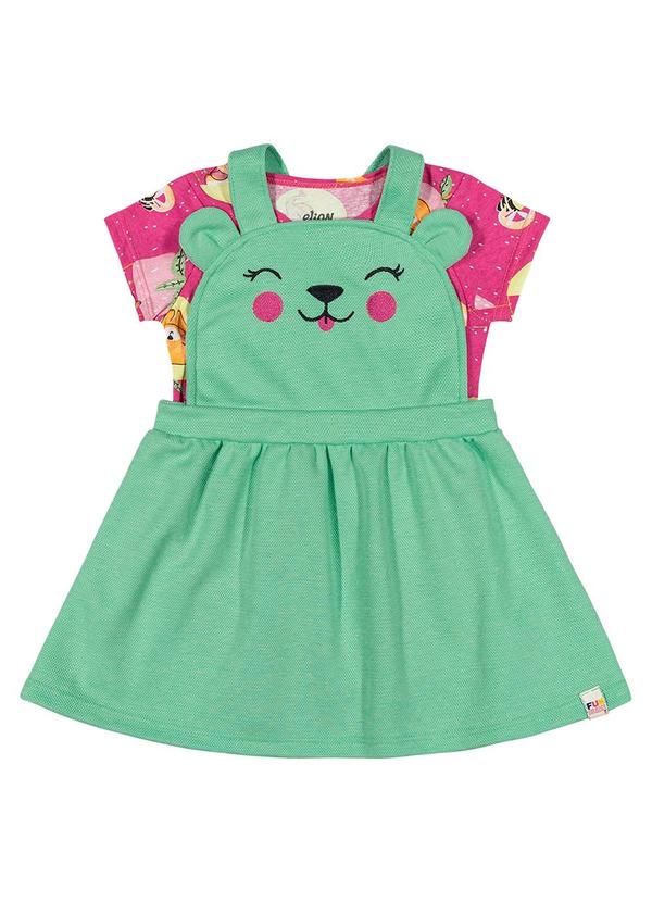 Elian - Conjunto Bebê Menina Jardineira Urso Elian Rosa 1