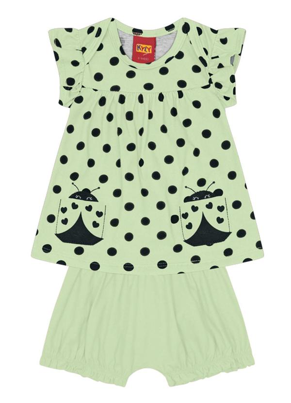 Kyly - Conjunto Bebê Menina Joaninha Verde