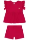 Colorittá - Conjunto Bebê Menina Malha Canelada Vermelho - variação: Vermelho