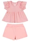 Colorittá - Conjunto Bebê Menina Malha Tricô Bordada Bege - variação: Rosa