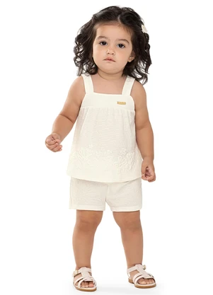 Colorittá - Conjunto Bebê Menina Malha Tricô Corais Bege - COLORITTÁ