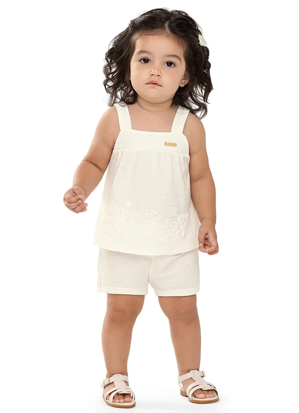 Colorittá - Conjunto Bebê Menina Malha Tricô Corais Bege