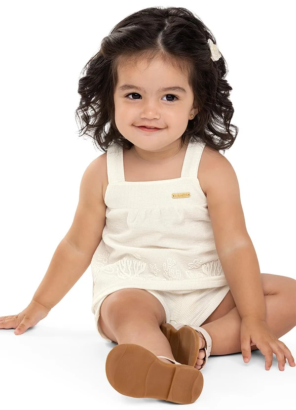 Colorittá - Conjunto Bebê Menina Malha Tricô Corais Bege 2