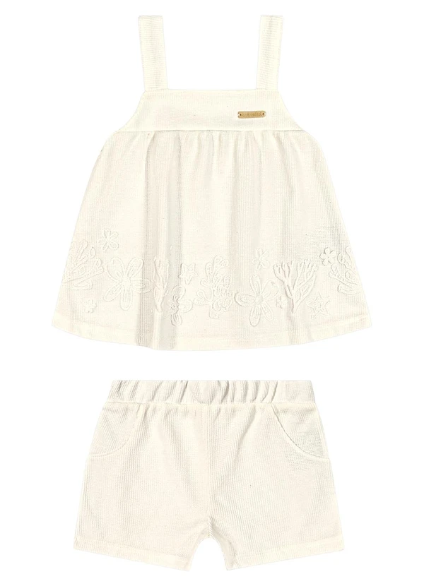 Colorittá - Conjunto Bebê Menina Malha Tricô Corais Bege 3