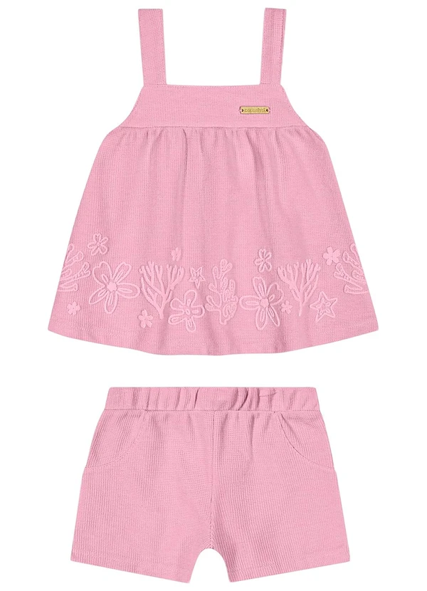 Colorittá - Conjunto Bebê Menina Malha Tricô Corais Rosa 1