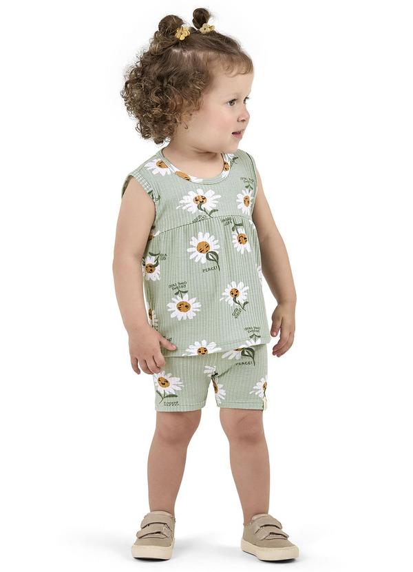 Elian - Conjunto Bebê Menina Margaridas Verde 2