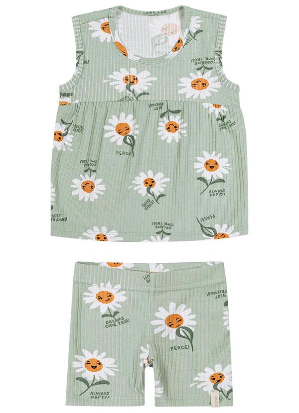 Elian - Conjunto Bebê Menina Margaridas Verde 3