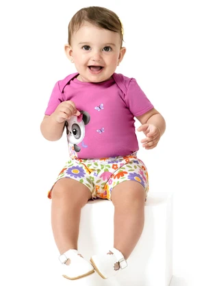 Kyly - Conjunto Bebê Menina Pandinha Rosa - KYLY