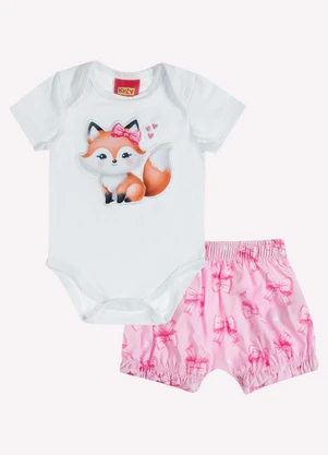 Kyly - Conjunto Bebê Menina Raposa Branco - KYLY