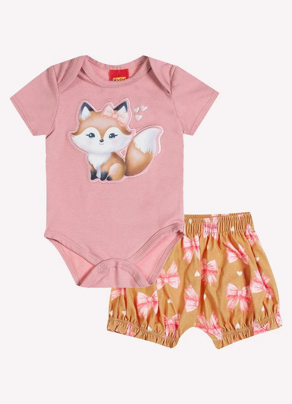 Kyly - Conjunto Bebê Menina Raposa Rosa 1