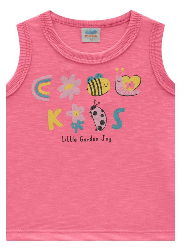 Marlan - Conjunto Bebê Menina Regata e Shorts Bee Rosa