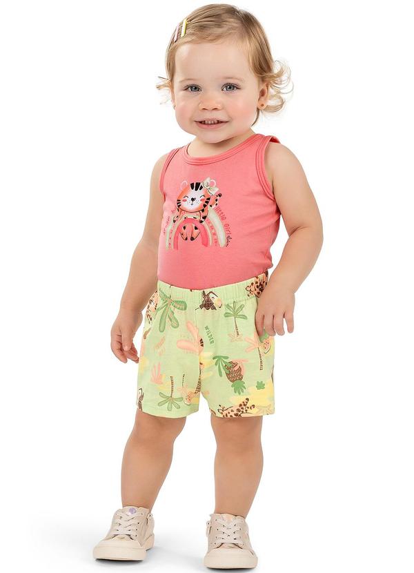 Elian - Conjunto Bebê Menina Regata e Shorts Elian Rosa