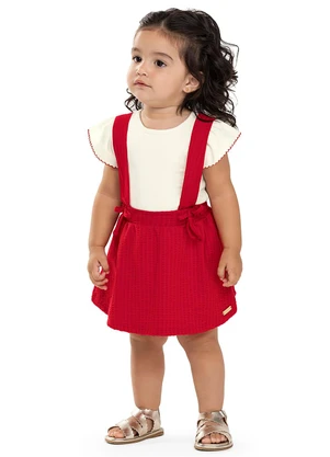 Colorittá - Conjunto Bebê Menina Salopete Anarruga Bege - COLORITTÁ